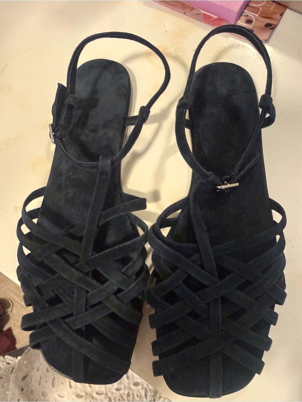 Madewell Navy Suede Strappy Flat Sandals - Picture 3 of 4